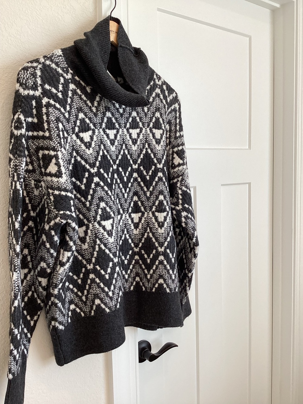 Varley Relaxed Fairisle Sweater Ida Roll Neck Knit New Medium Charcoal Grey - Picture 8 of 16